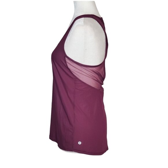 Lululemon Tranqui Tank Mesh Open Back Top Red Grape - Picture 3 of 10
